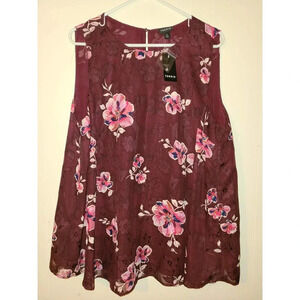 Torrid Blouse Top Women's 2 Floral Sleeveless Round Neck Casual Wide Strap (EE)